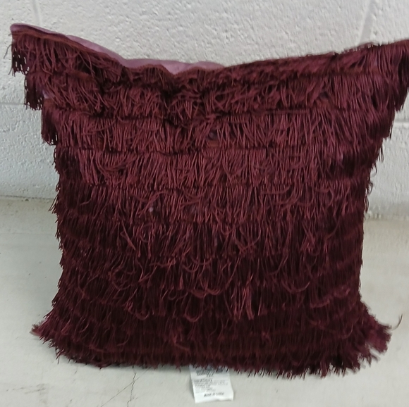 New Z Gallerie Chloe Velvet Fringe Pillow. Plum - Picture 3 of 10